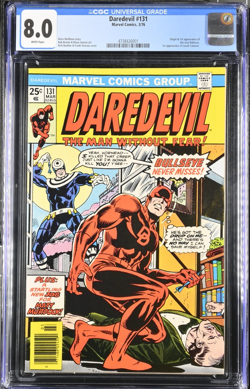 Marvel Daredevil #131 CGC 8.0 1st Bullseye
