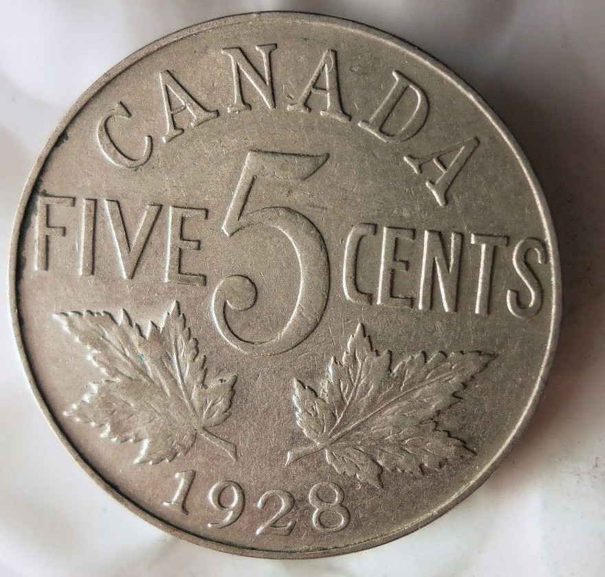 1928 CANADA 5 CENTS - Excellent Collectible -  - Canada Nickel Bin