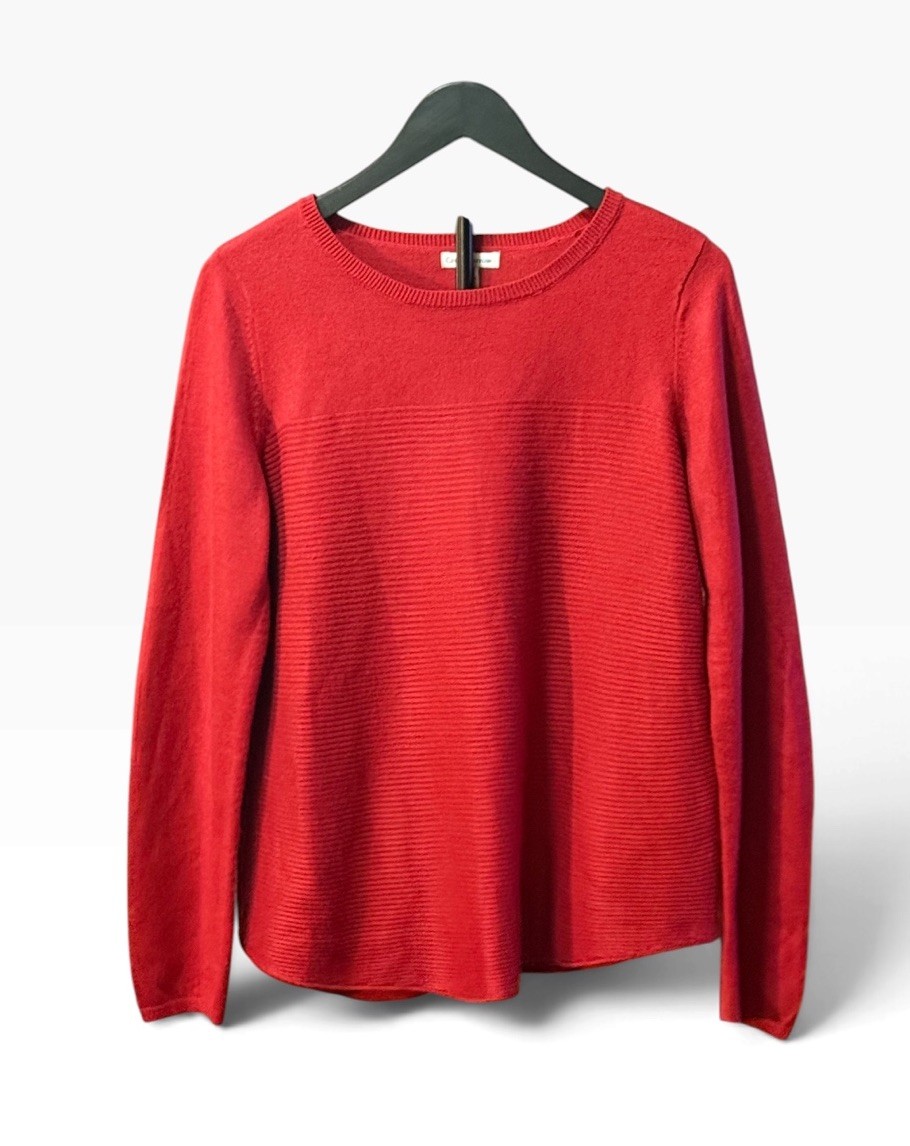 Croft & Barrow Women\'s Red Ribbed Knit Sweater Size M Medium Acrylic Crew Neck
