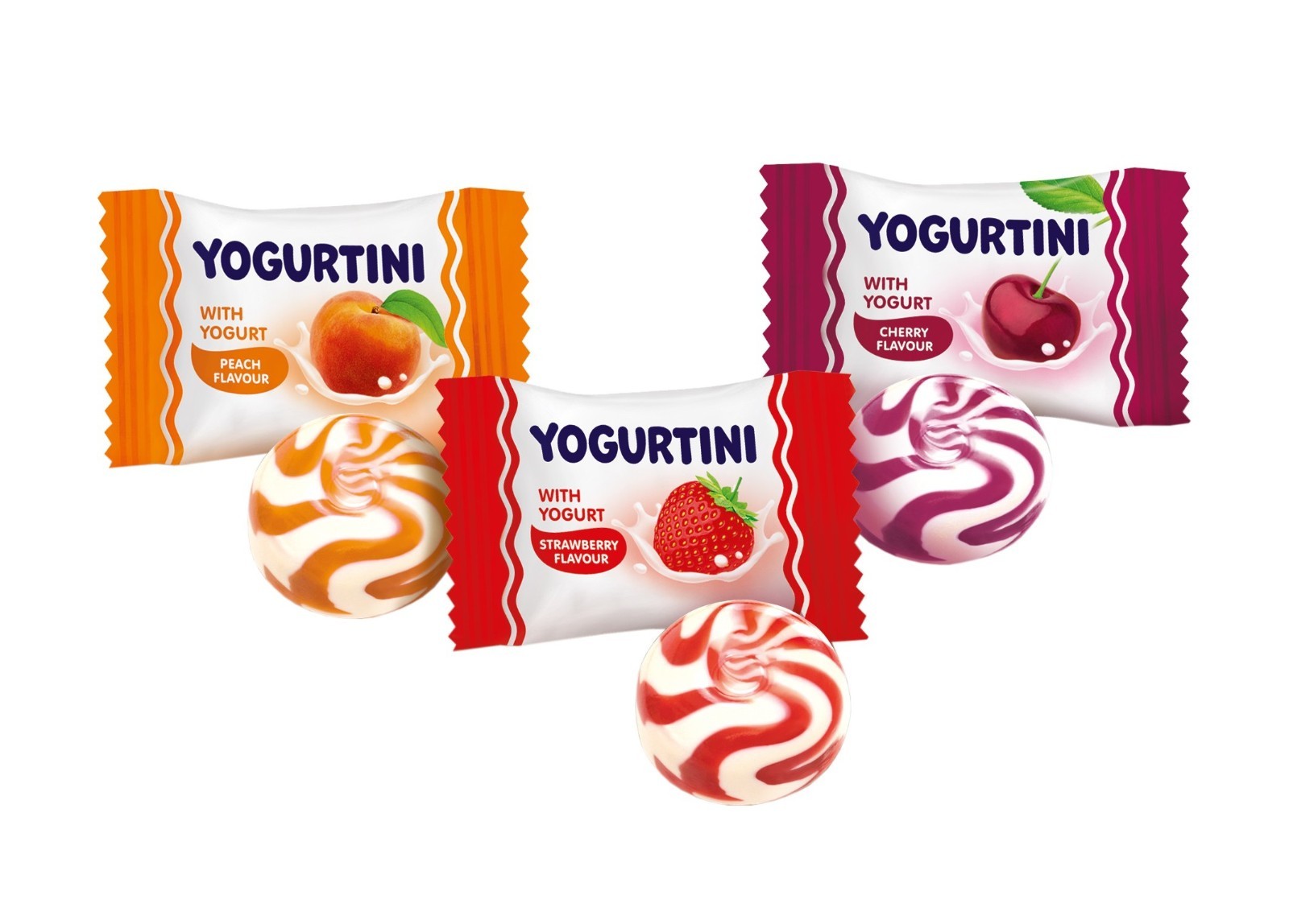 Roshen Yogurtini Caramel Candy Mix Yogurt Filled Peach Strawberry Cherry