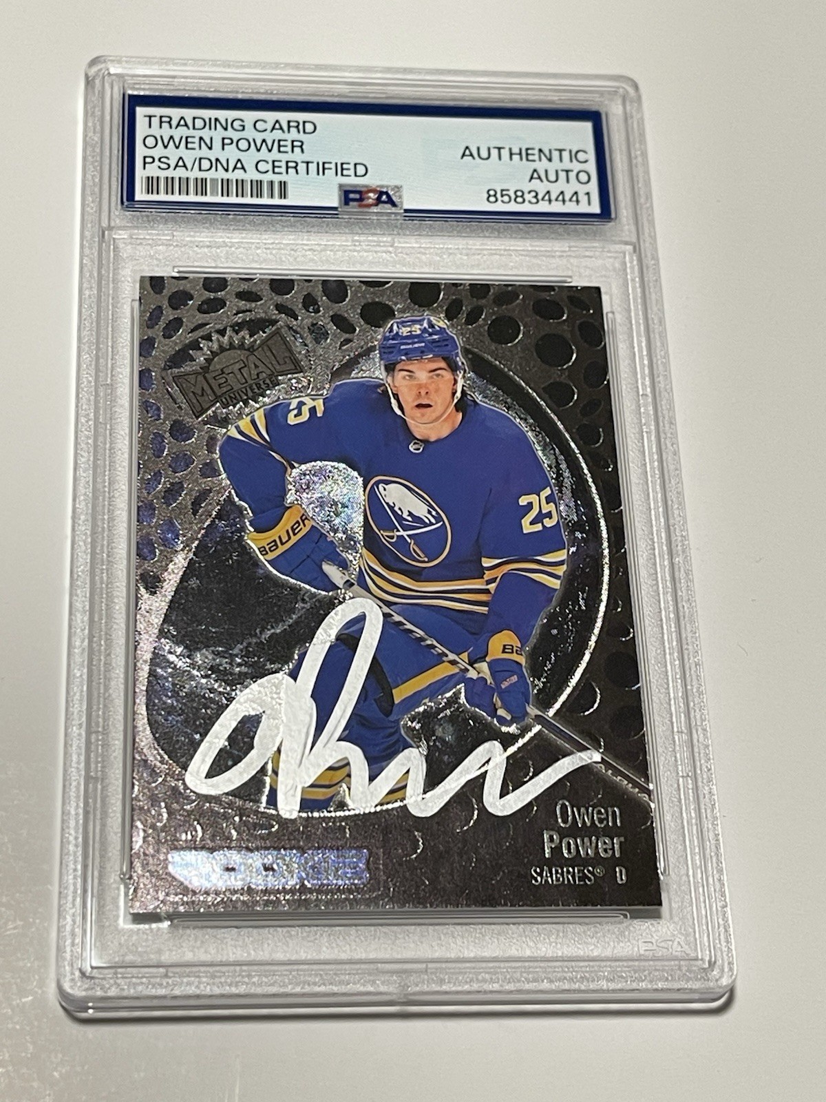 Owen Power Signed Card Slabbed PSA DNA PSA/DNA Metal Universe Sabres Auto IP a