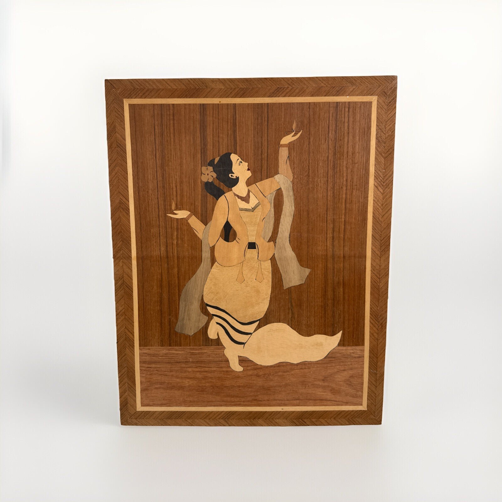 Inlaid Wood Dancing Woman Art 