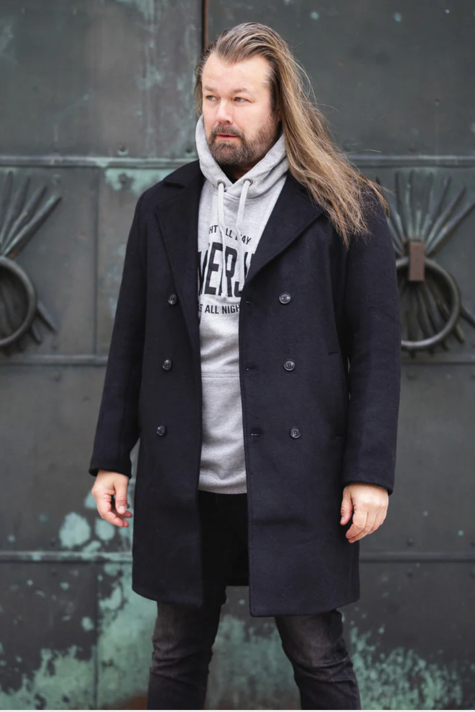 NWT, Grimfrost Viking Brand Black Wool Coat, Size 3XL