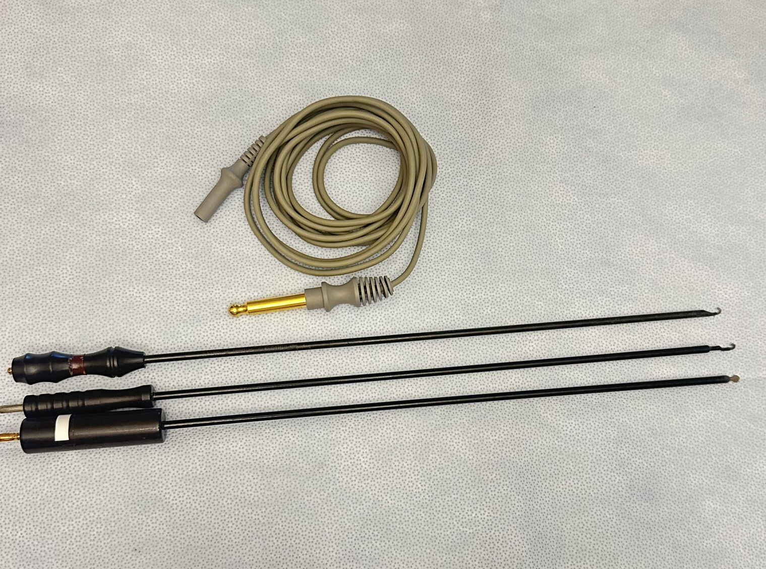 Set Of 3 Surgical Direct Monopolar Electrodes W/ Cable L hook,  J hook, Spatula