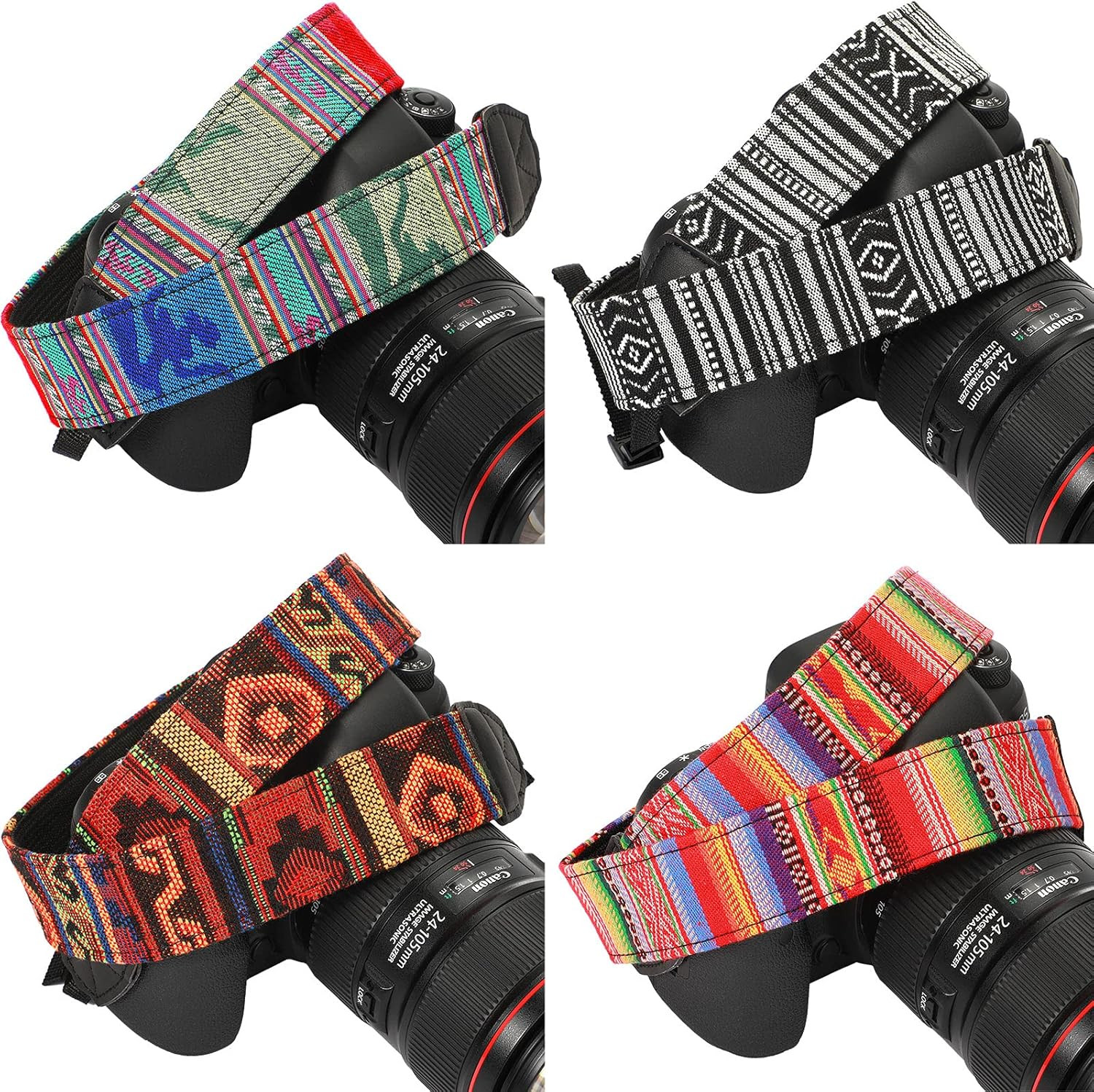 4 Pcs Vintage Camera Straps for Photographer, 1.5\'\' Woven Adjustable Universal N