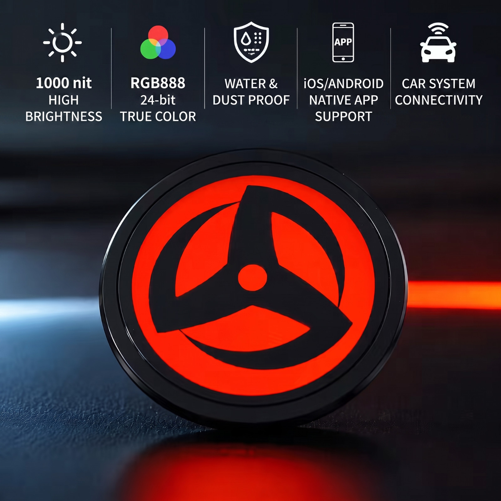 LED Emblem Light Fits BMW 82mm 74mm Custom App Control Universal Trunk Badge