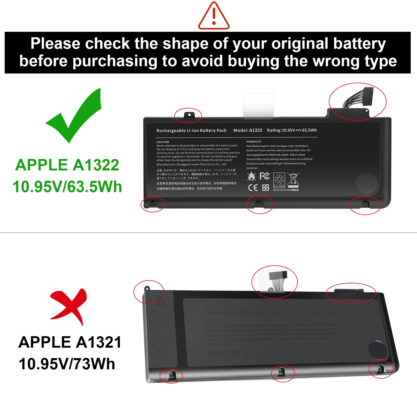 ✅LOT 1-100x A1322 Battery For Apple MacBook Pro 13