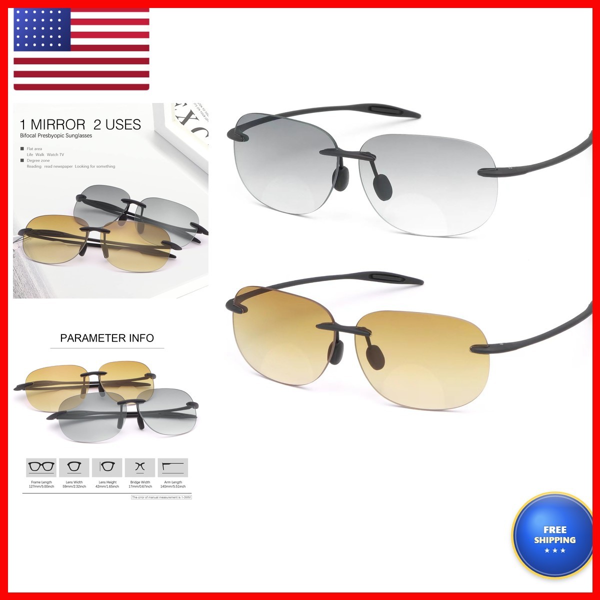PEEPAI 2 Pairs Bifocal Reading Sunglasses Anti Blue Light UV400 Far Near 3.0