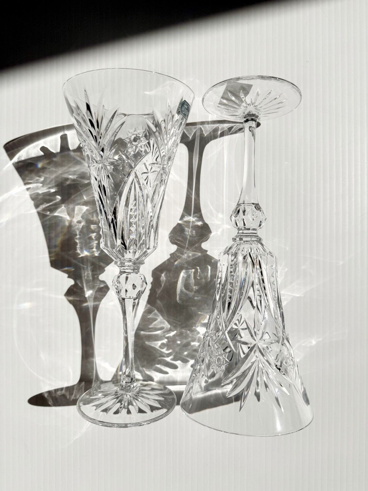 2 JG Durand Cristal Vincennes Lead Crystal Champagne/ Water Goblets France 2 JG Durand Cristal Vincennes Lead Crystal Champagne/ Water Goblets France