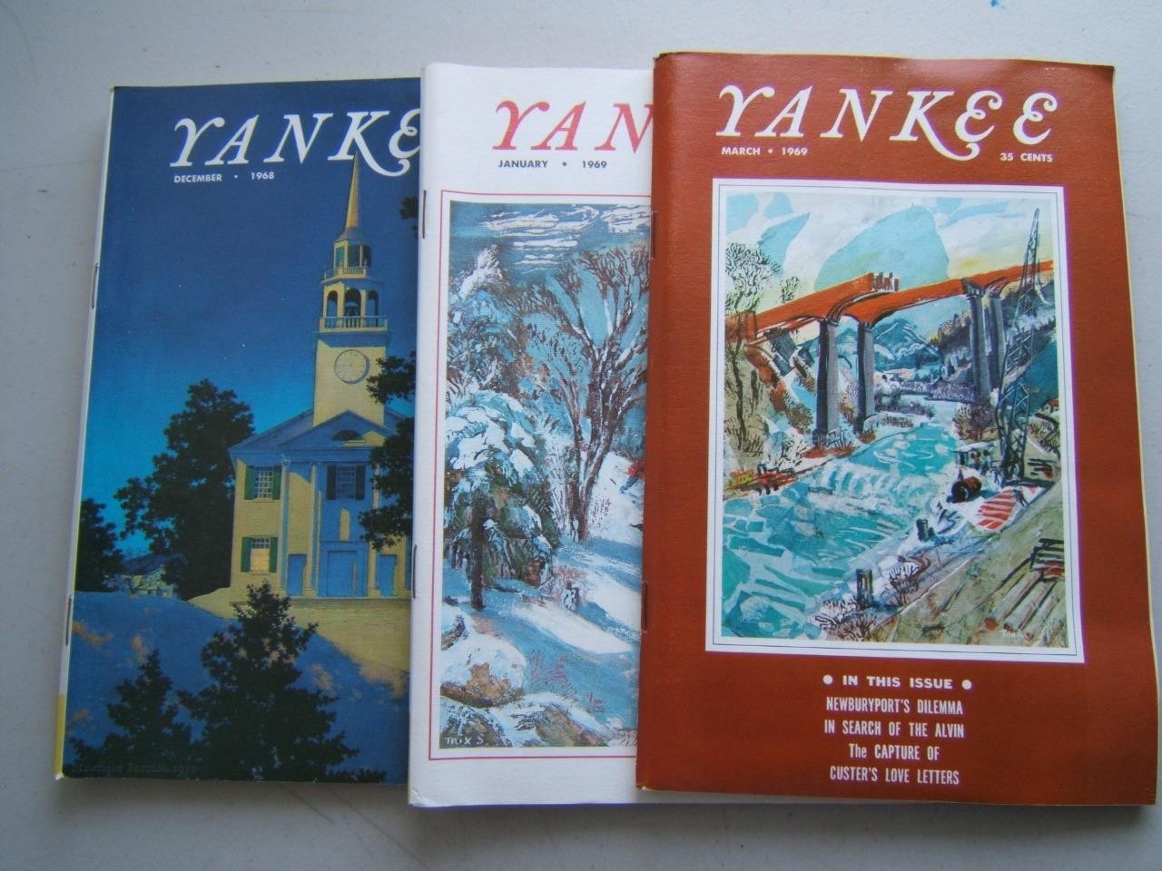 3 VINTAGE YANKEE MAGAZINES DEC. 1968-JAN. 1969-MARCH 1969