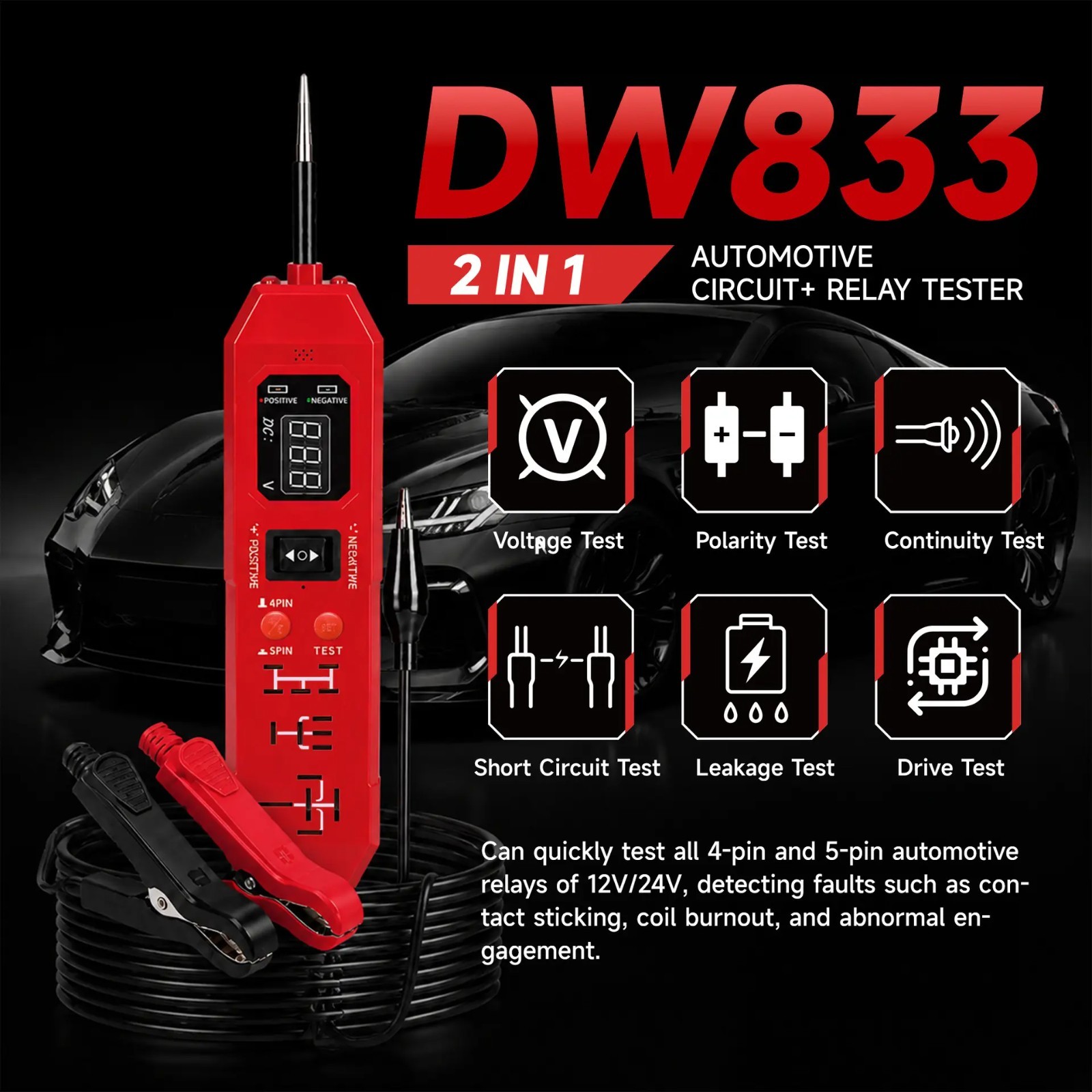 Universal 2 IN 1 Automotive Relay Tester Automotive Circuit Tester LED Indicator Universal 2 IN 1 Automotive Relay Tester Automotive Circuit Tester LED Indicator