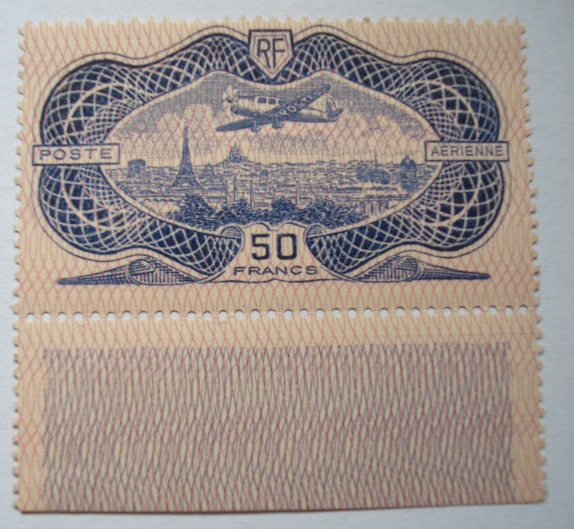 Rare Stamp France Scott C-15, 1936 Paris, 50 Franc, VF MNH Margin Cat. $1,750 Rare Stamp France Scott C-15, 1936 Paris, 50 Franc, VF MNH Margin Cat. $1,750