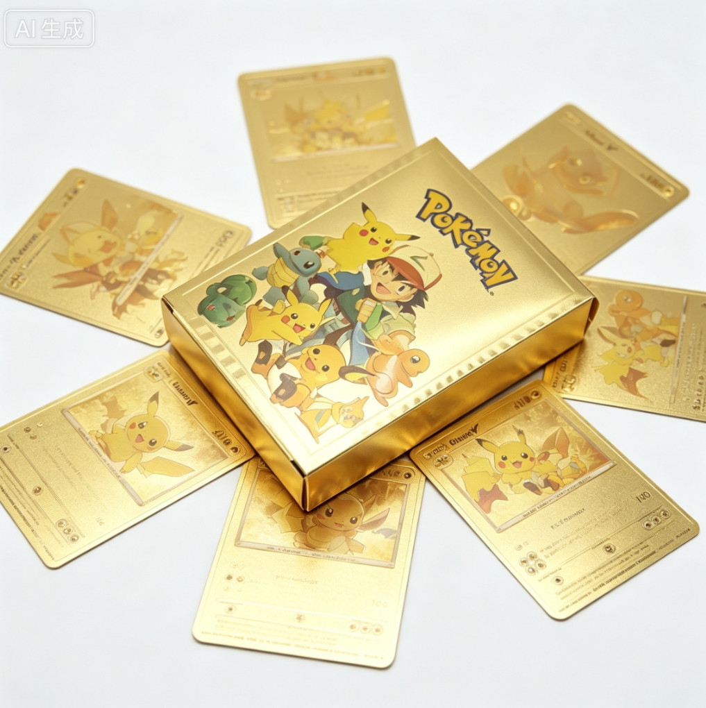 `55PCS Pokemon Gold Foil Cards TCG VMAX GX Charizard Collectors Gift Box Set`