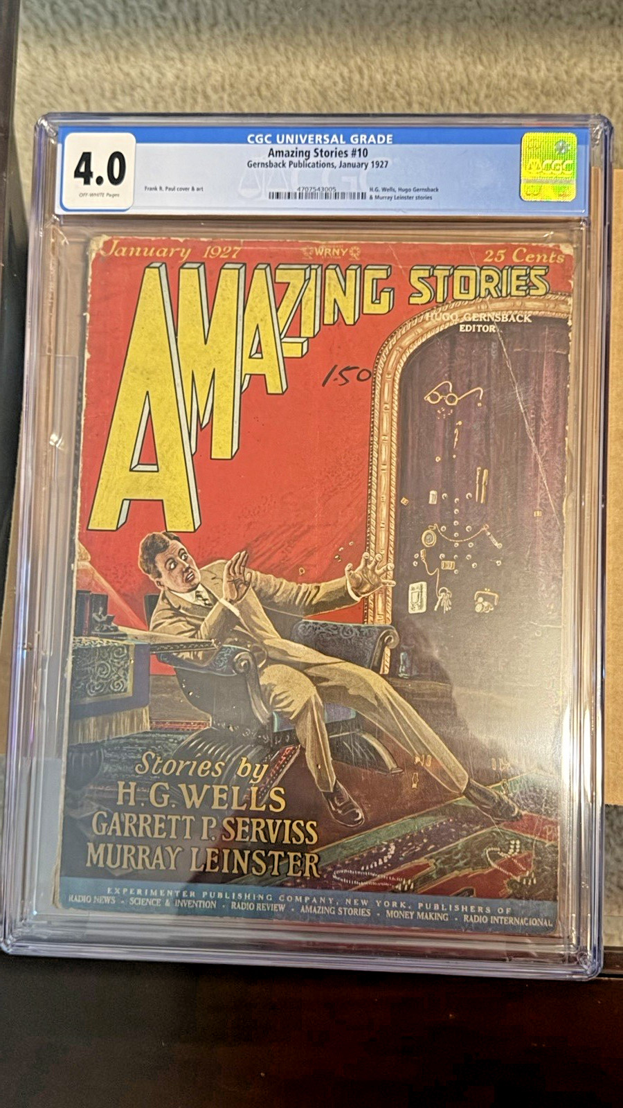 Amazing Stories #10 ('27) (4.0) H.G.Wells- Invisible Man; Frank Paul cover, art
