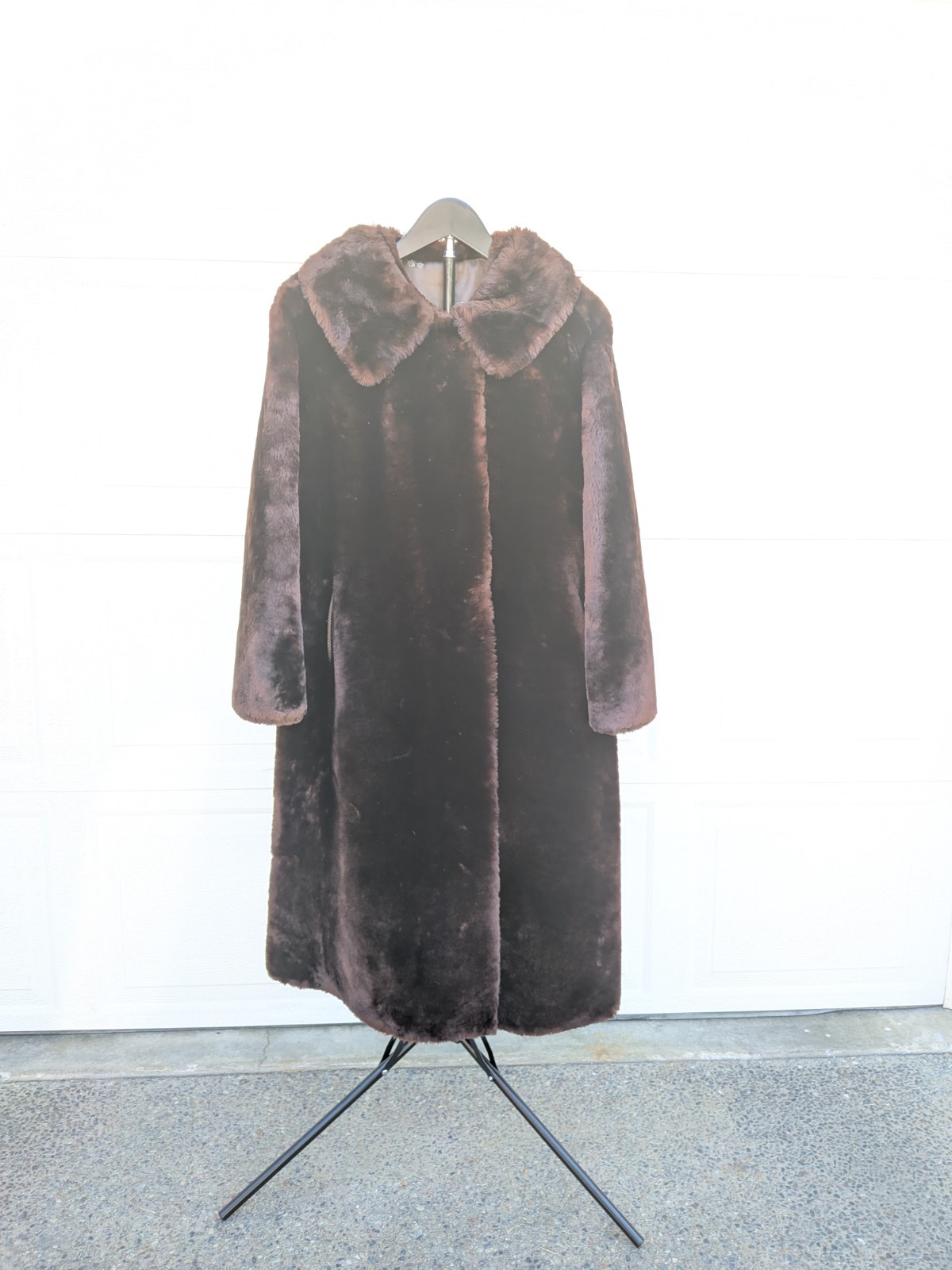 Vintage 40s-50s Beau Mouton Original Dark Chocolate Brown Lamb Fur Coat Womens