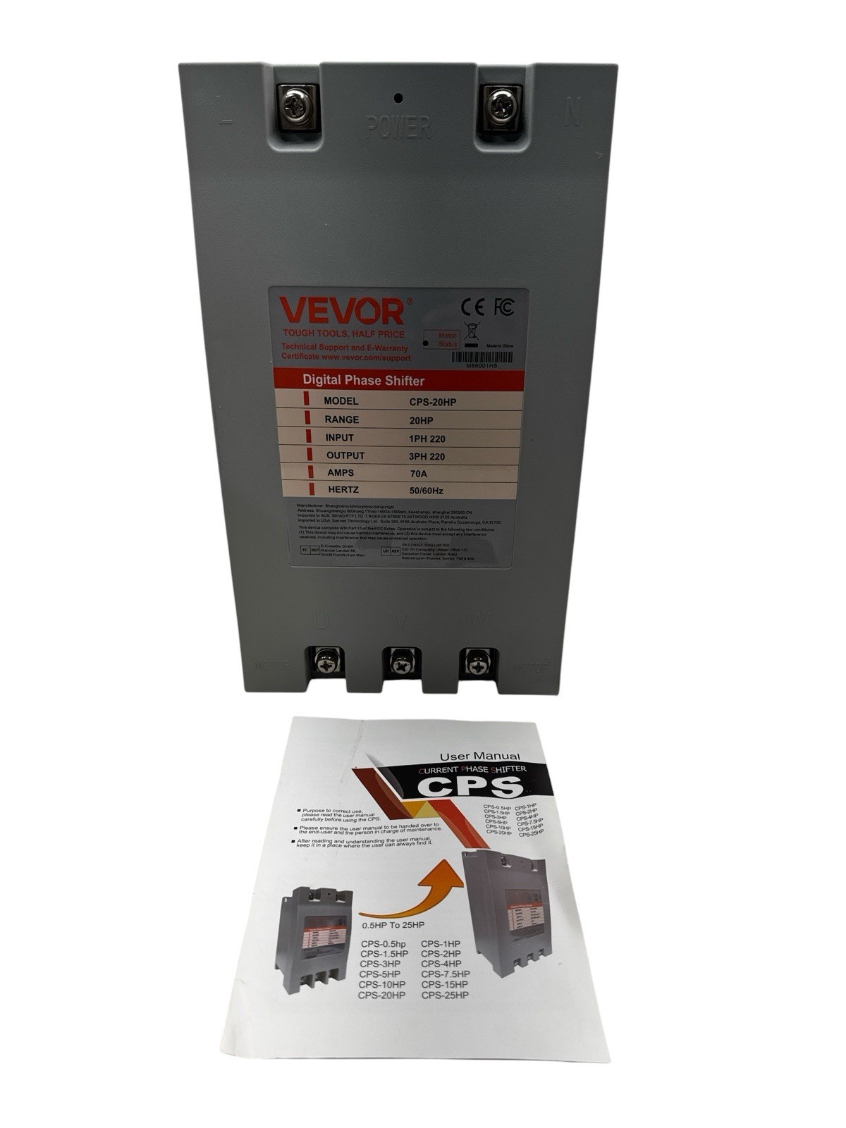 Vevor Digital Phase Shifter Single Phase to 3 Phase Converter CPS-20HP (OB) Vevor Digital Phase Shifter Single Phase to 3 Phase Converter CPS-20HP (OB)
