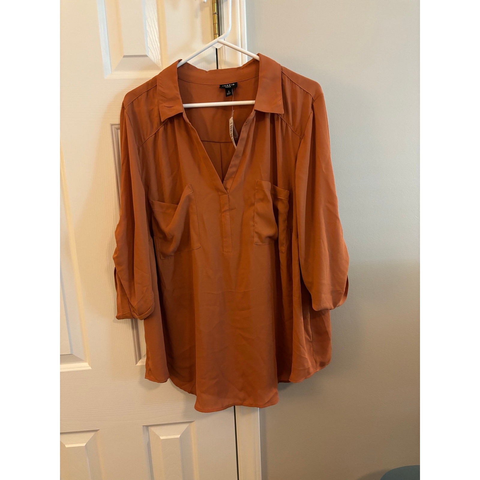 NWT rust-orange Torrid harper blouse size 3 NWT rust-orange Torrid harper blouse size 3