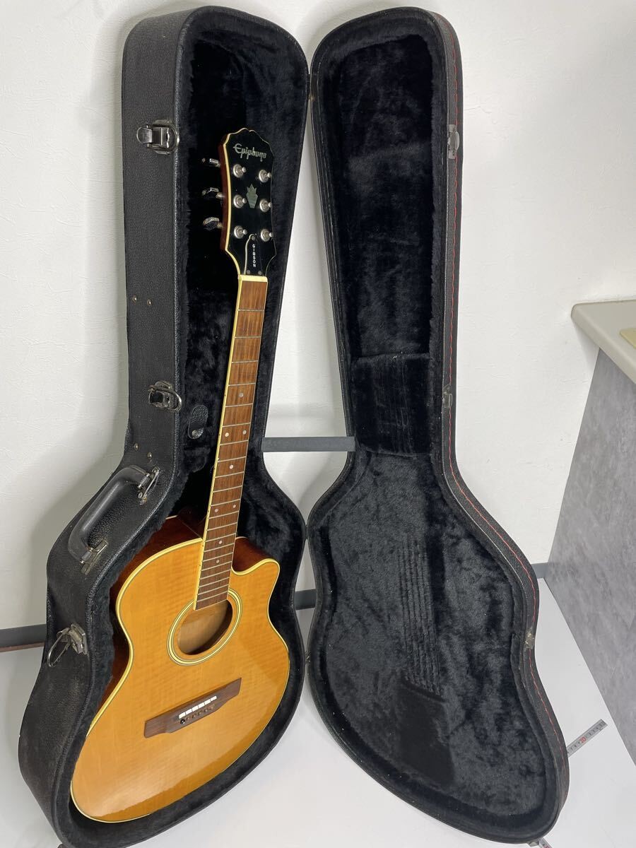 Rare Epiphone Pr-6E Ta Acoustic Electric Guitar Tiger Beautiful Wood Grain Acous