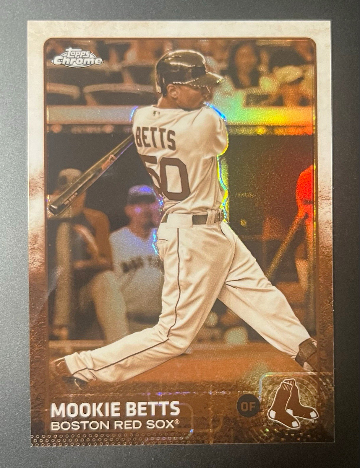 Mookie Betts Topps Chrome 2015 #67 Sepia Refractor Boston Red Sox