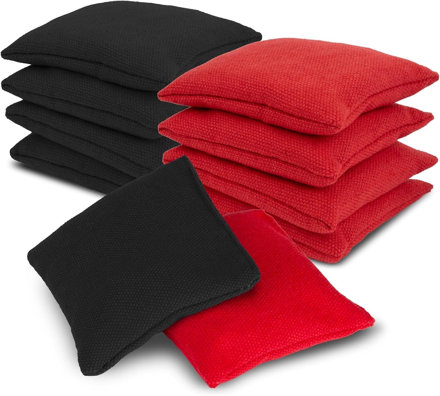 RAINFLOW 8 PCS Cornhole Bags - Bean for 6x6 inch, Black and red