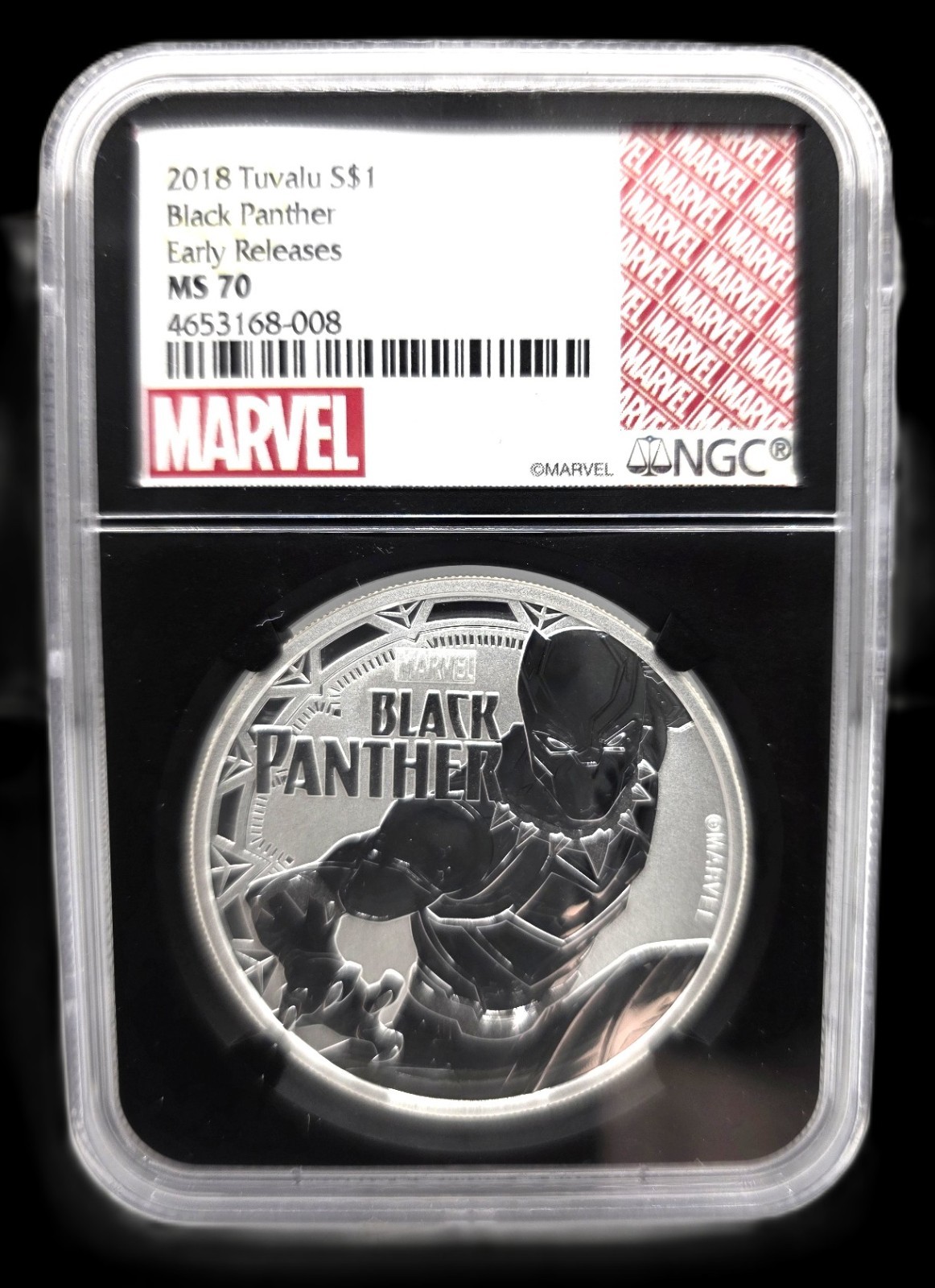 2018 Tuvalu S$1 Black Panther NGC MS70 Early Releases Black Core Marvel Label 2018 Tuvalu S$1 Black Panther NGC MS70 Early Releases Black Core Marvel Label