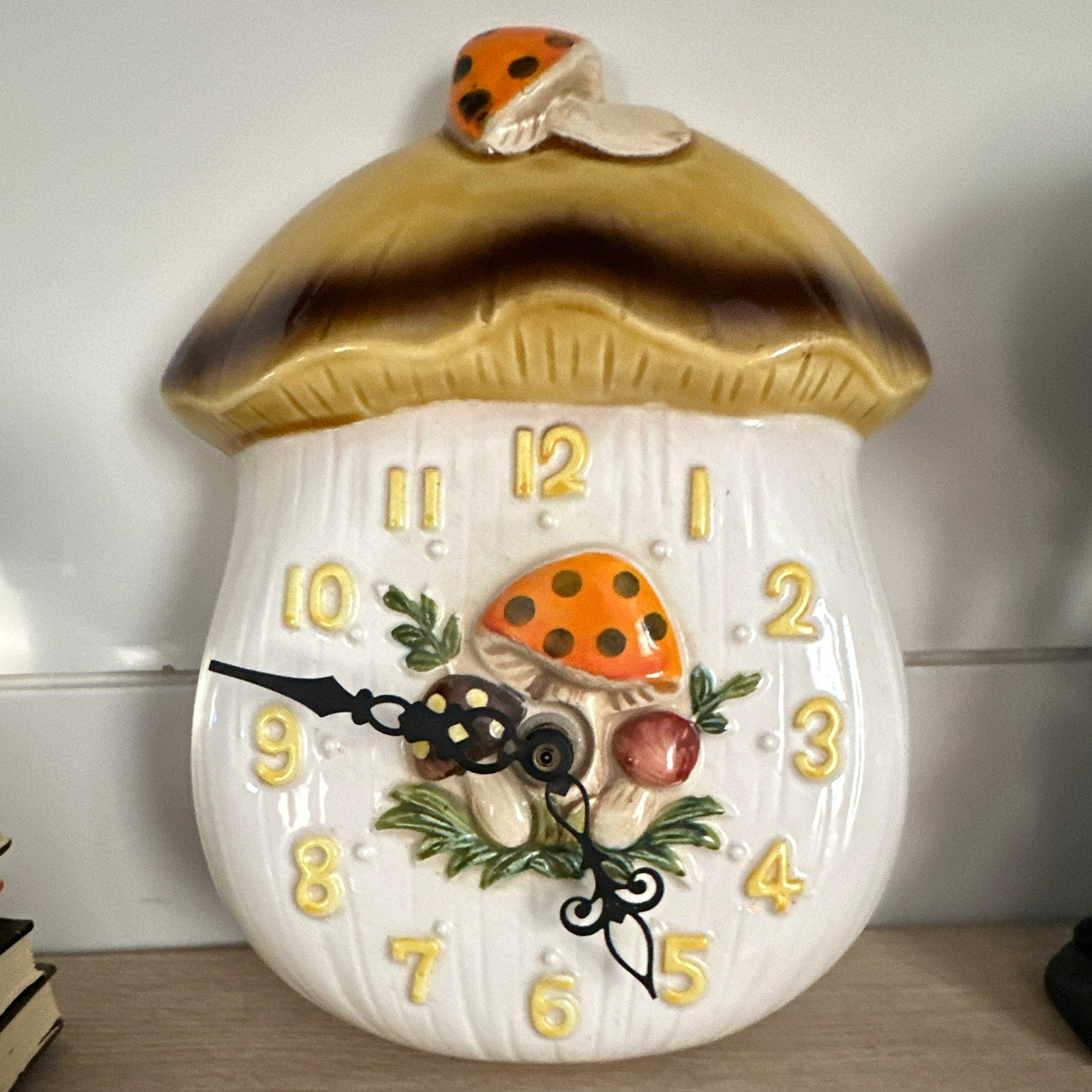 Sears 1970’s Merry Mushroom Wall Clock Quartz Battery. Works Sears 1970’s Merry Mushroom Wall Clock Quartz Battery. Works