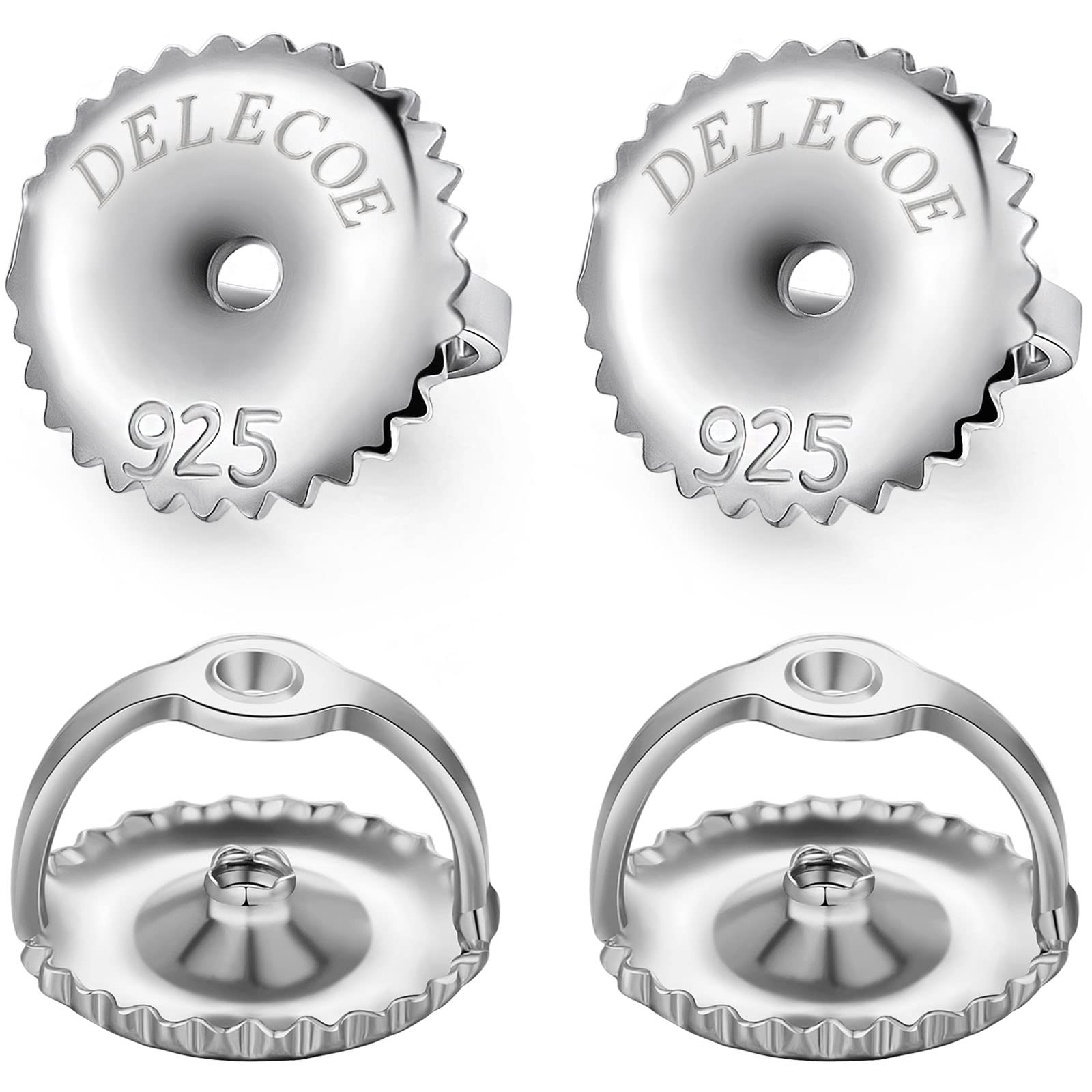 2 Pairs Screw Earring Backs,925 Sterling Silver Screw on Earring Backs Replac... 2 Pairs Screw Earring Backs,925 Sterling Silver Screw on Earring Backs Replac...