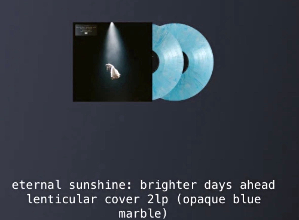 Eternal Sunshine Brighter Days Ahead Lenticular Cover 2LP Blue Colored Vinyl
