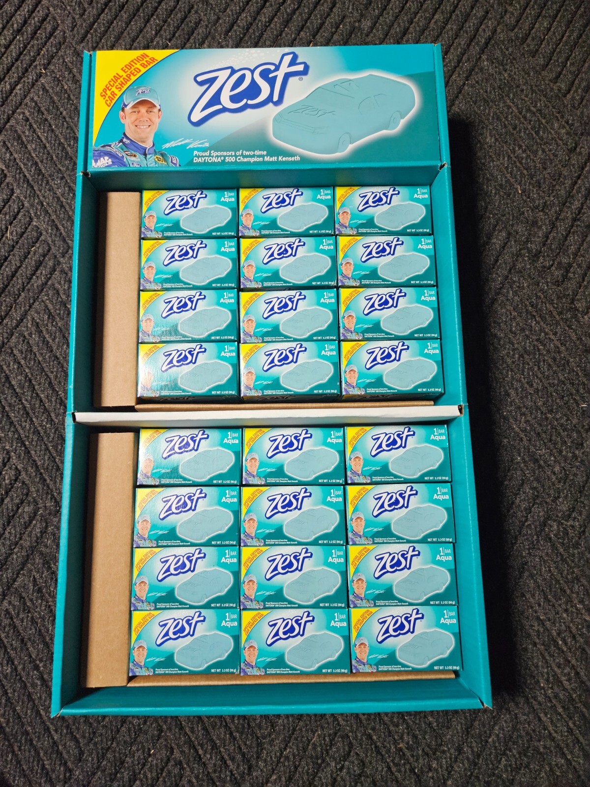Matt Kenseth #17 NASCAR Zest Special Edition Aqua Car Shaped Bar Soap Display