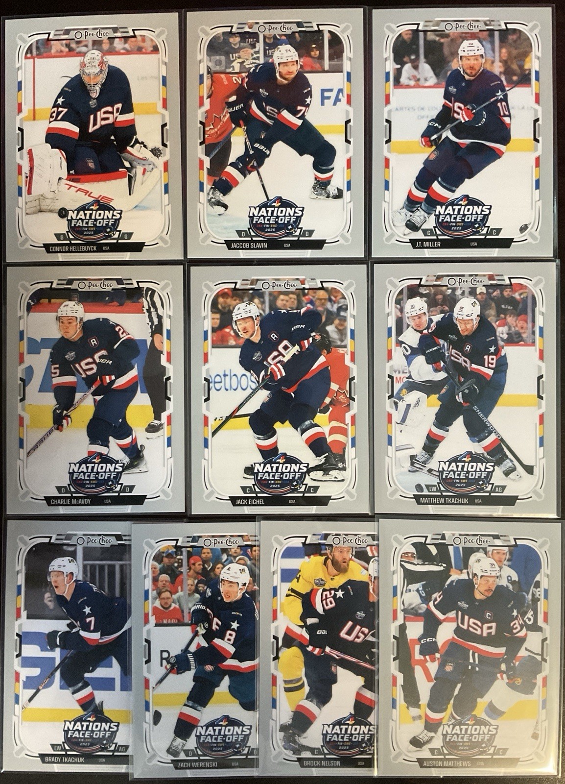 2025-26 O-Pee-Chee 4 Nations Faceoff Team USA (10) Card SP Team Set