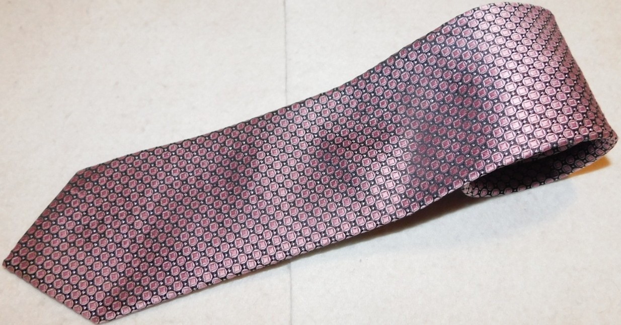 J. Z. RICHARDS MADE IN U.S.A. LIGHT PINK/BROWN DOTS MOTIF TIE - DESIGNER TIES.