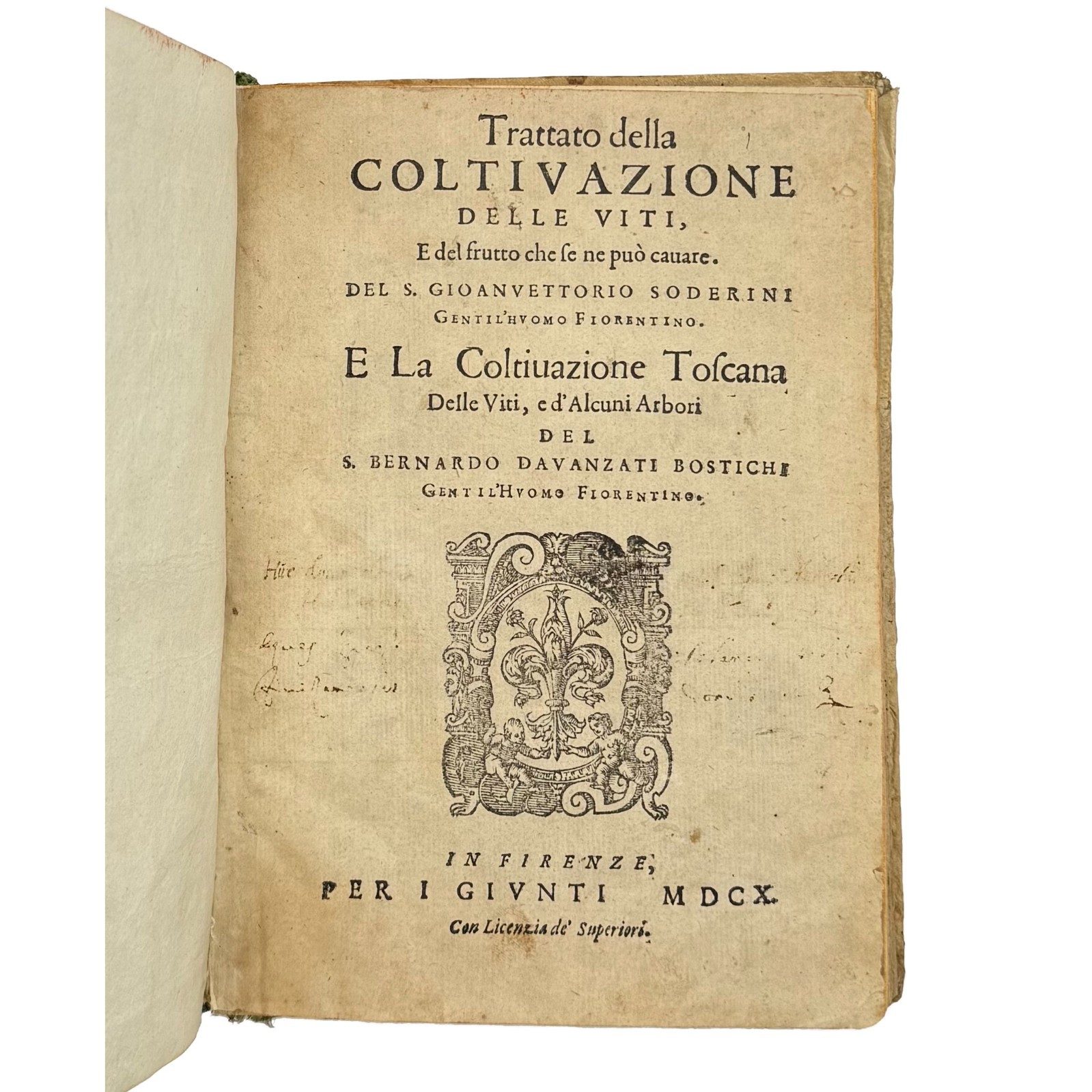 1610 Soderini Trattato Coltivazione Viti Sangiovese Wine Giunti Florence Vellum