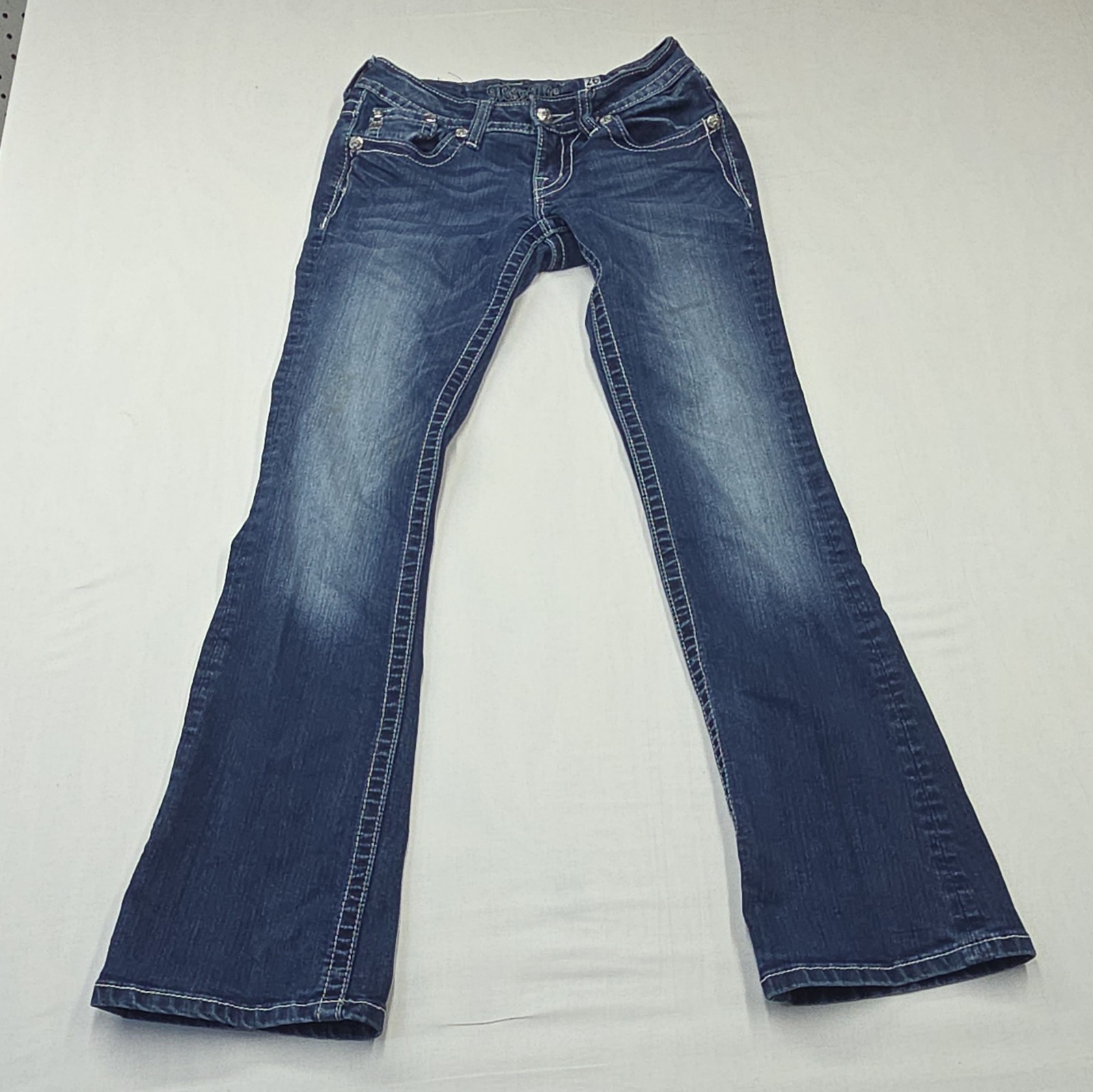 Miss Me Women’s Bootcut Jean Blue Medium Wash Mid Rise Embroidered Rhinestone 26 Miss Me Women’s Bootcut Jean Blue Medium Wash Mid Rise Embroidered Rhinestone 26