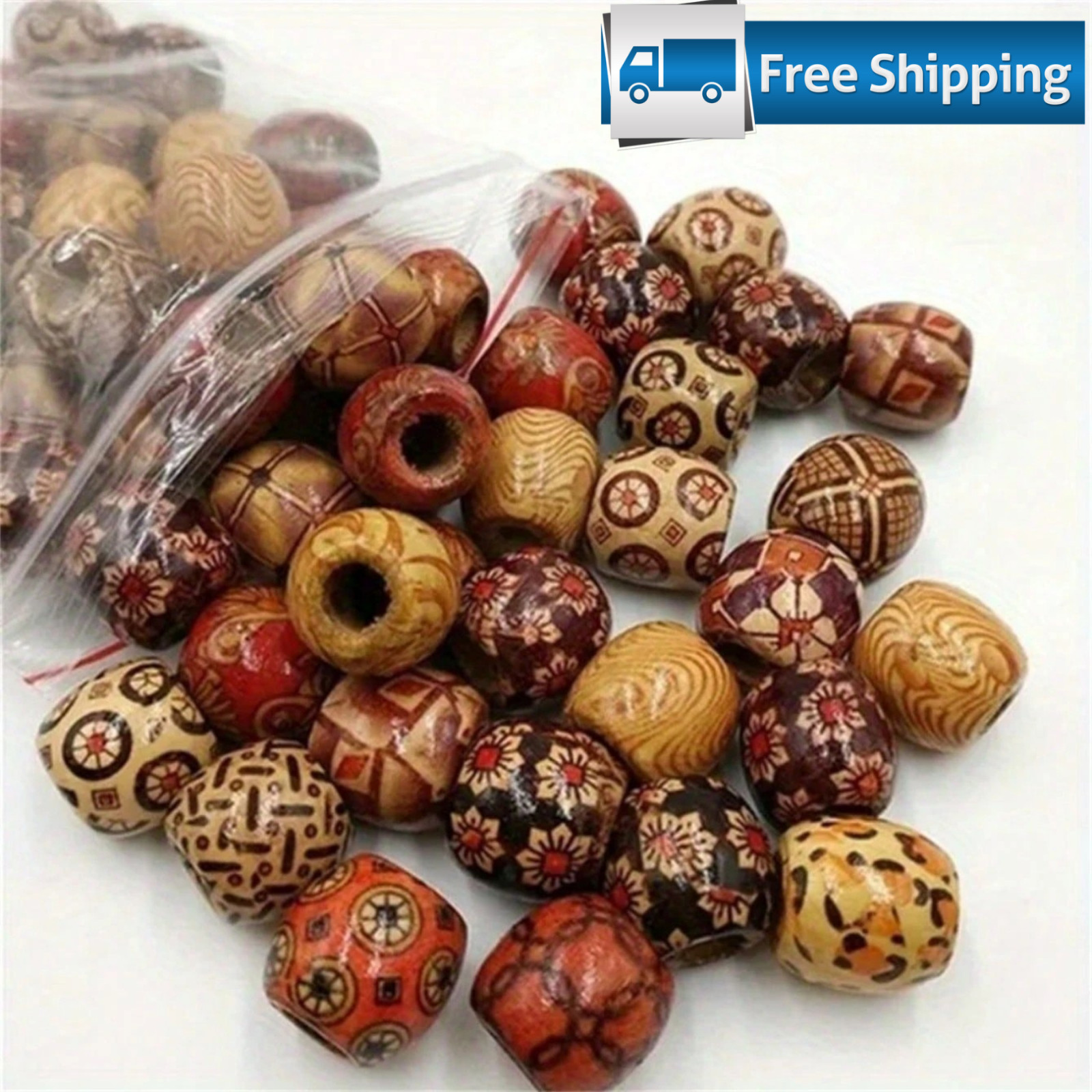 100PCS Natural Wooden Round Beads 10mm Large Hole Bead for DIY Craft Jewellery