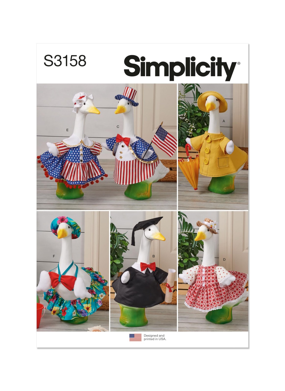 Simplicity S3158 Sewing Pattern Summer Clothes for Porch and Lawn Geese, One ...