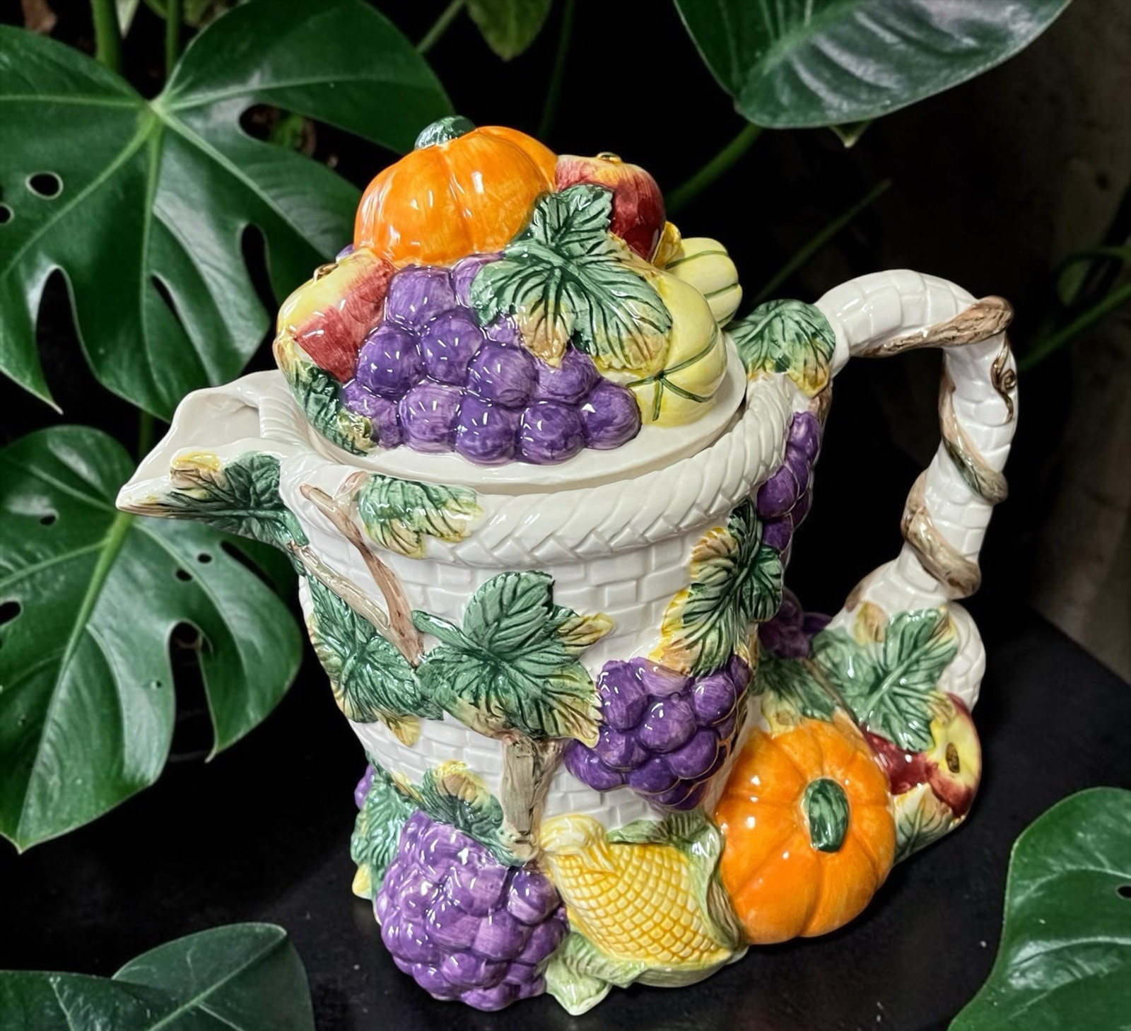 Fitz & Floyd Omnibus Harvest Bounty Cornucopia Ceramic 1993 Teapot Tea Pot 30 OZ Fitz & Floyd Omnibus Harvest Bounty Cornucopia Ceramic 1993 Teapot Tea Pot 30 OZ