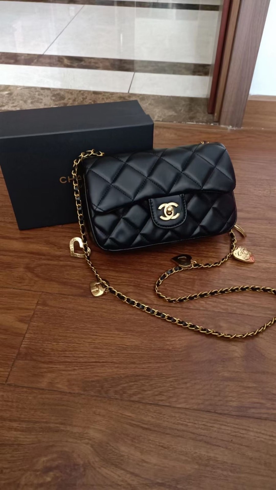 New Chanel Makeup Black Quilted Shoulder Gold Strap Bag Crossbody-VIP Gift w Box