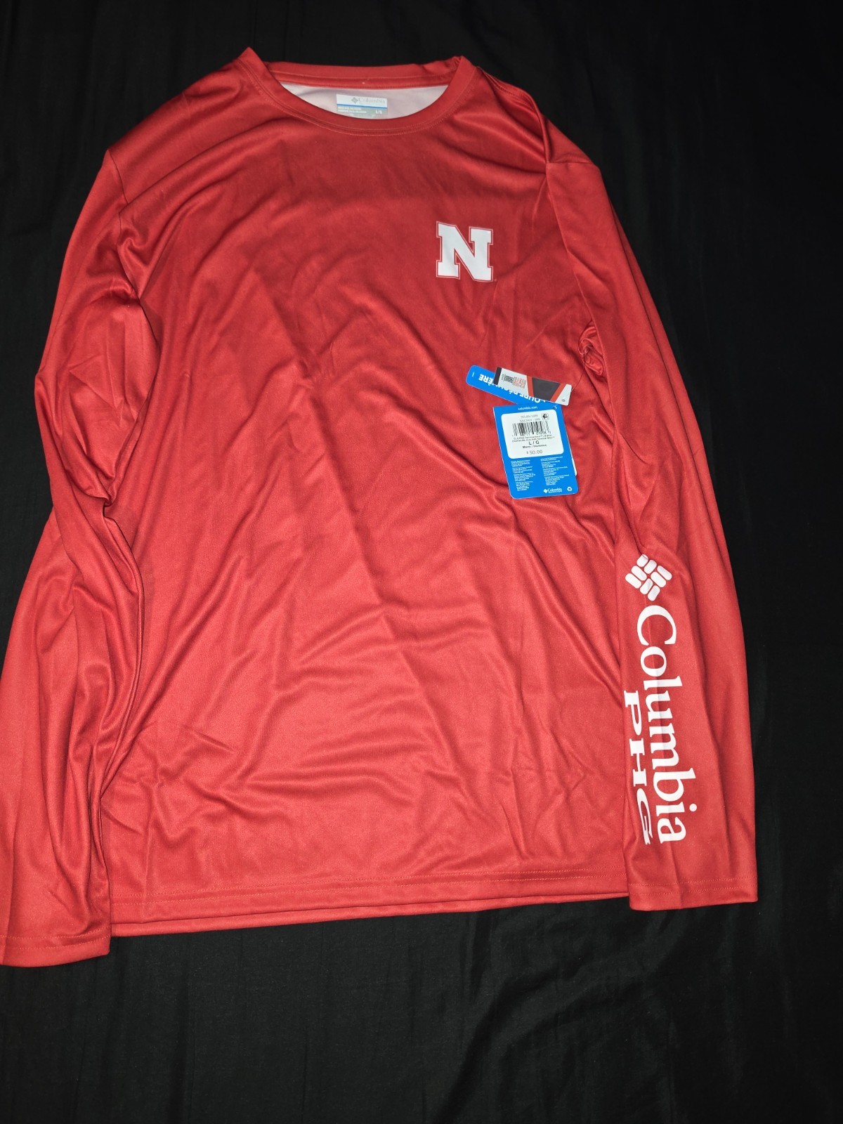 COLUMBIA Men\'s NCAA Terminal Shot L/S Top New Nebraska Cornhuskers Mens Large