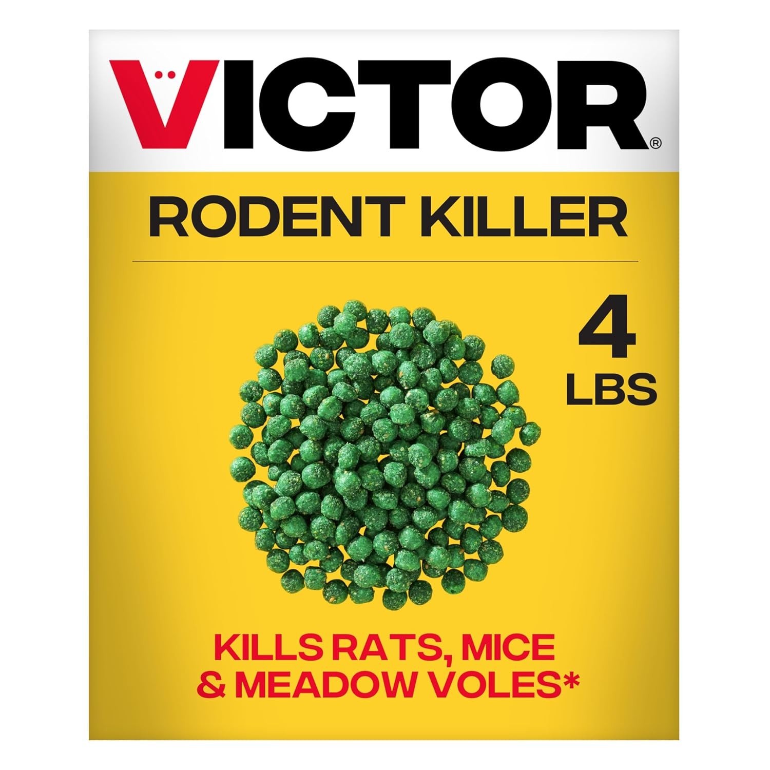 Victor Rat Poisoning for Inside & Outside Use - Kills Rats, Mice, 4 lb, Green