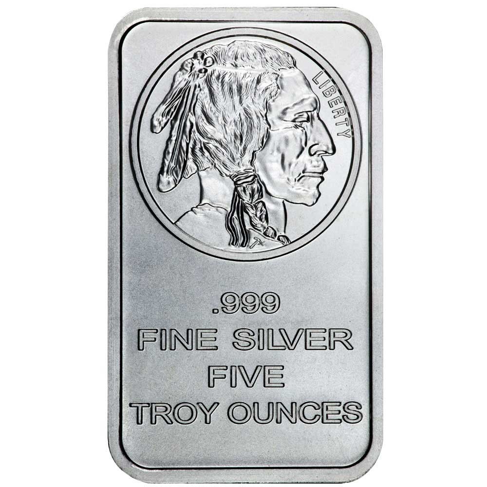 5 Troy oz Buffalo .999 Fine Silver Bar Sealed 5 Troy oz Buffalo .999 Fine Silver Bar Sealed