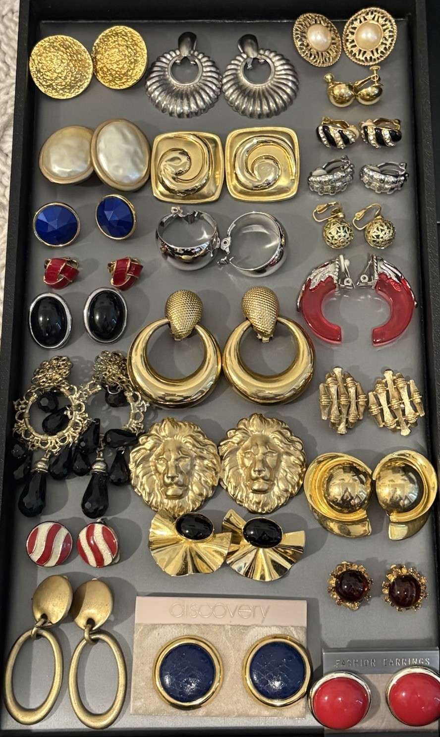 Vintage 80s 90s to Now Lot of 25 Pairs Clip Earrings Statement Runway Rhinestone