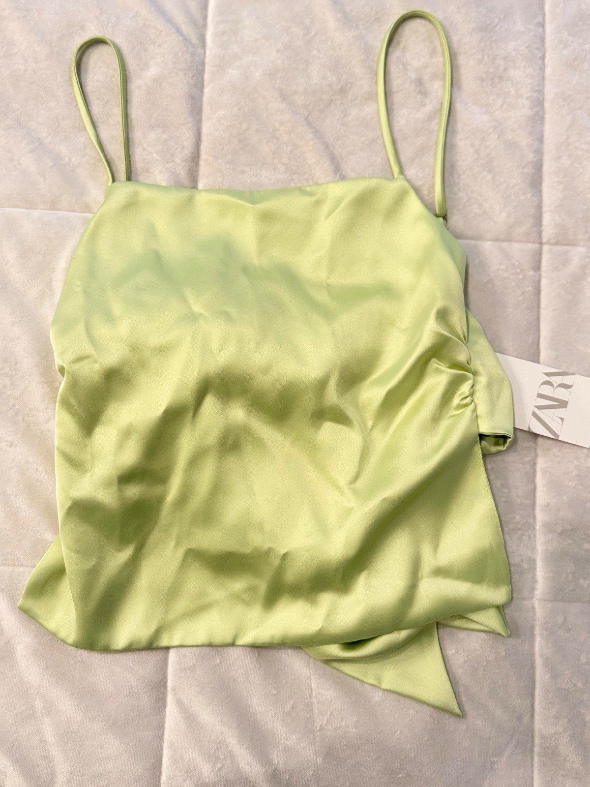 NWT Zara Lime Green Satin Wrap Top NWT Zara Lime Green Satin Wrap Top