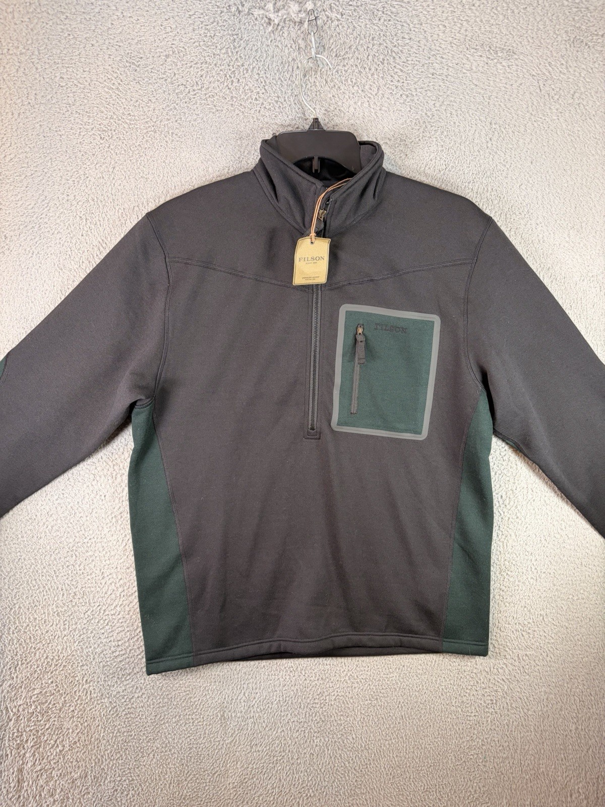 CC Filson Shuksan Half Zip Fleece Men\'s Medium Black Pullover Wool Blend Sweater