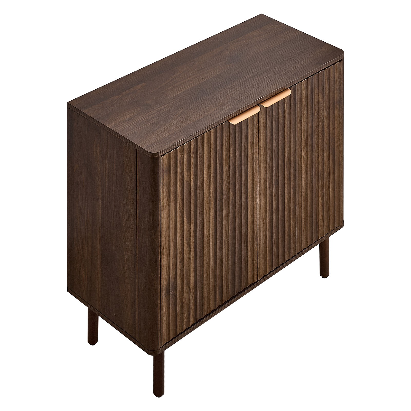 Uimoso Mid-Century Coffee Bar Cabinet with Fluted Design and Sliding Barn Doors