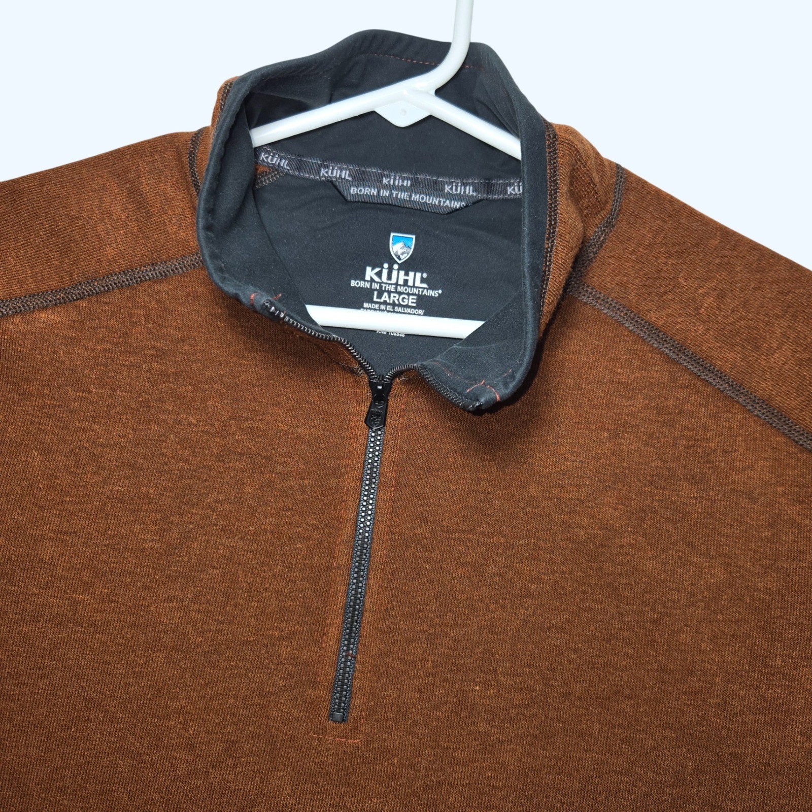 KUHL Revel 1/4 Zip Fleece Pullover Rust Burnt Orange Mens Large 3007 READ