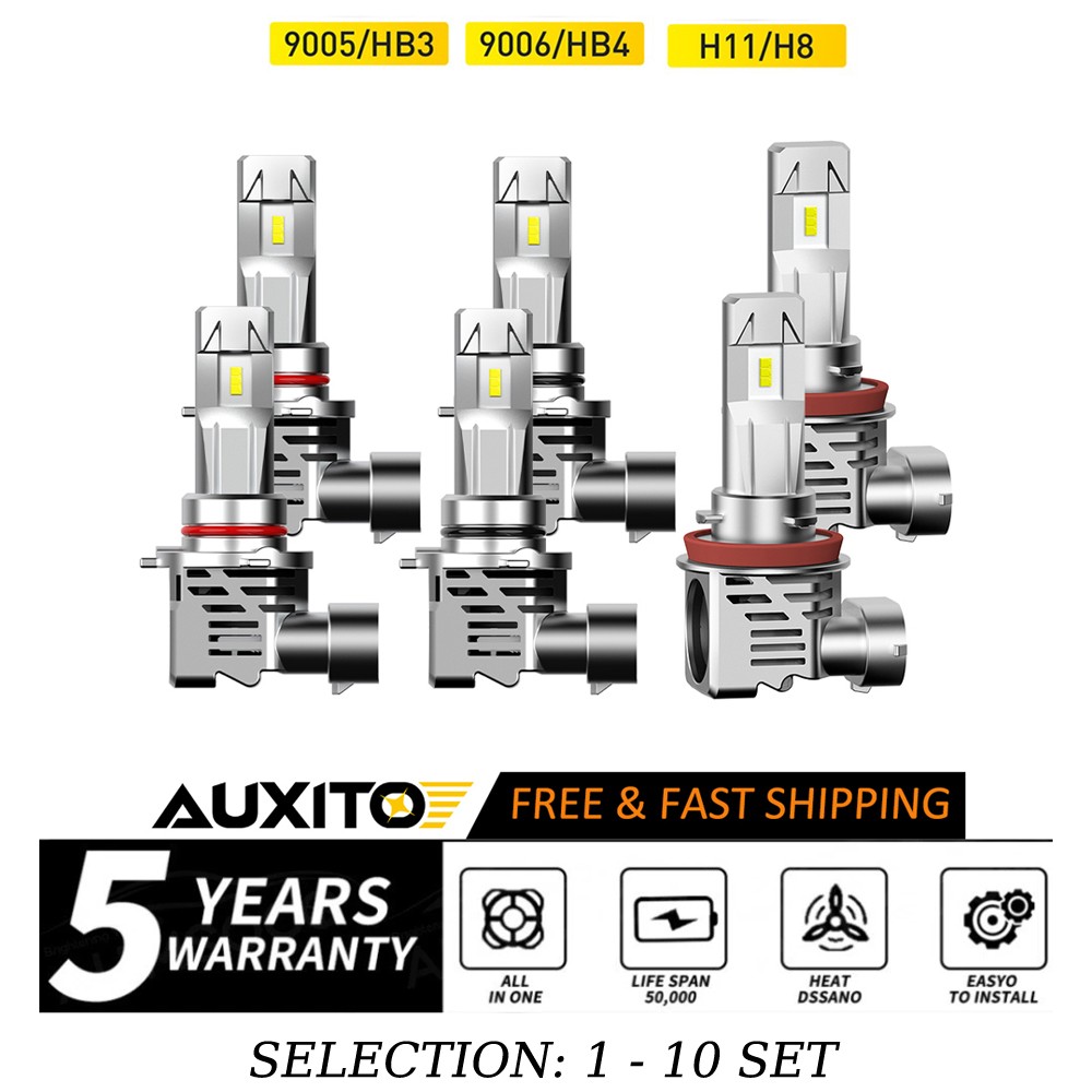 6-60X AUXITO 9005 H11 9006 LED Headlight Bulb High Low Beam Combo 6500K White M3