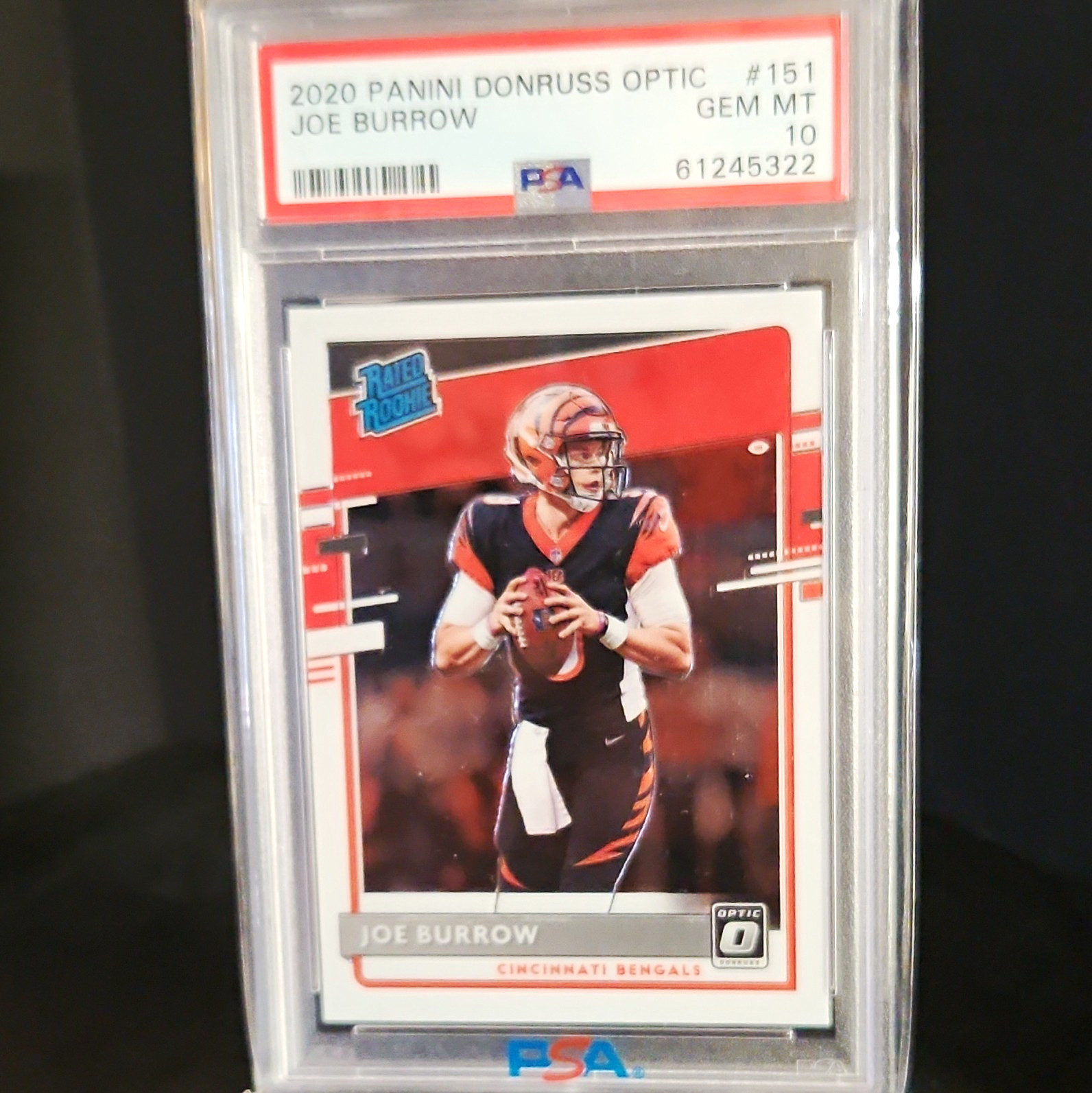Panini 2020 Donruss Optic Joe Burrow Rated Rookie #151 Bengals PSA 10 Panini 2020 Donruss Optic Joe Burrow Rated Rookie #151 Bengals PSA 10