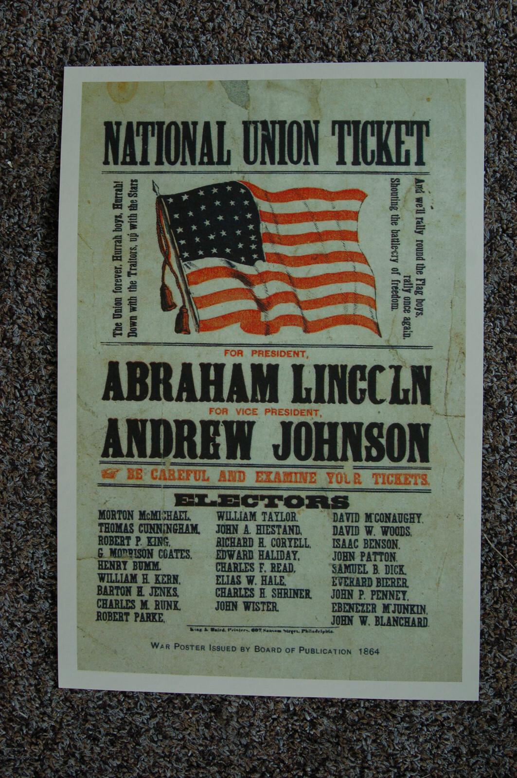 Abraham Lincoln #3 campaign poster 1864 National Union Ticket Abraham Lincoln #3 campaign poster 1864 National Union Ticket