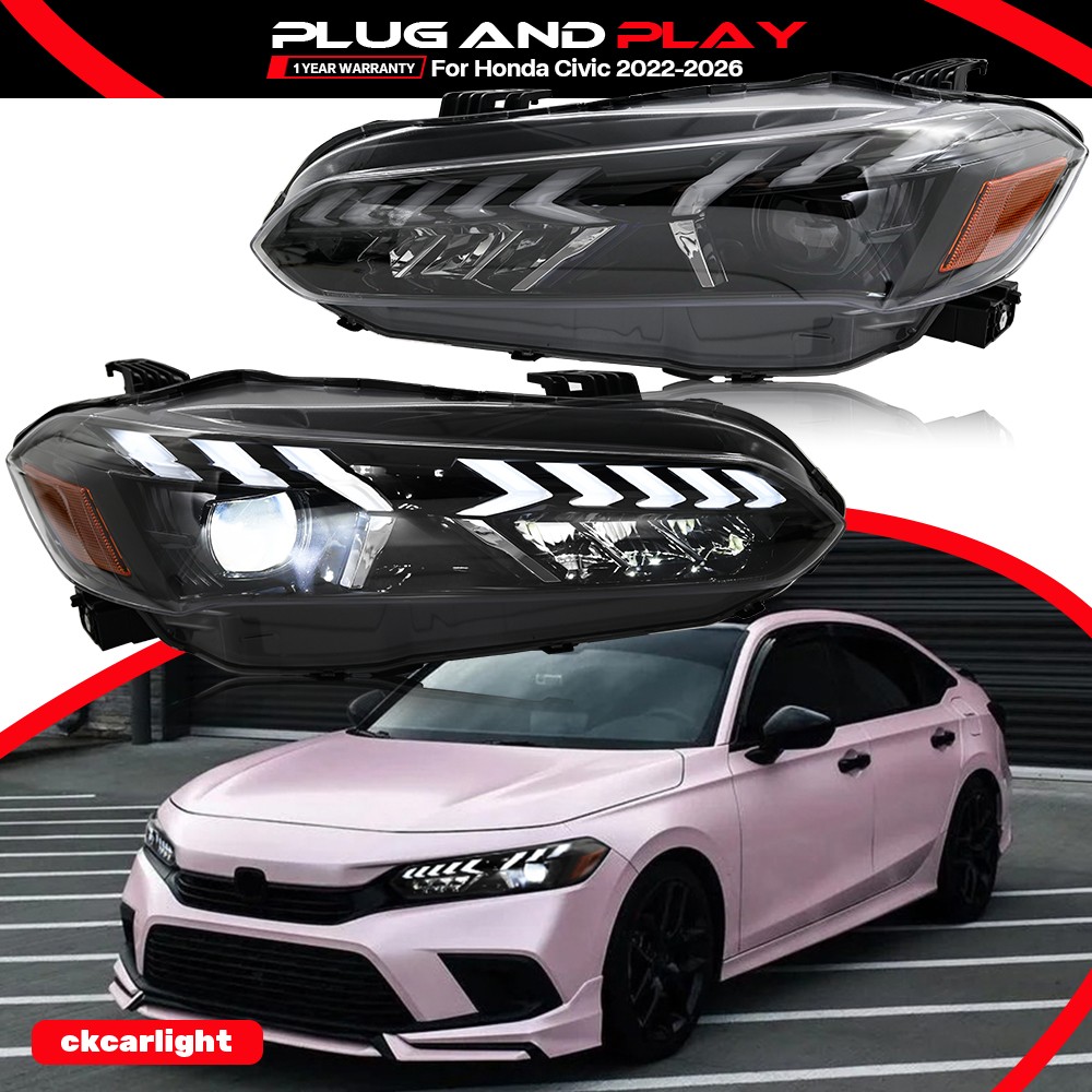 1Set LED Headlights Fit For Honda Civic 11th Gen 2022-2026 Front Lamp Sequential