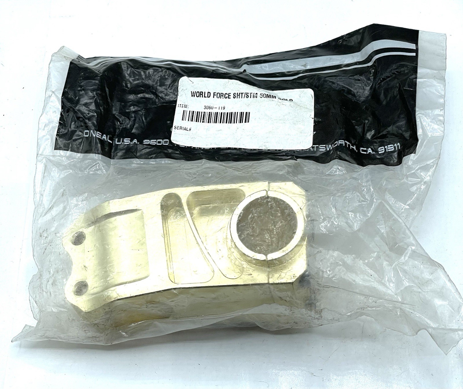 O’Neal World Force Gold Anodized 60mm Stem 25.4 Clamp NOS Vintage MTB / BMX O’Neal World Force Gold Anodized 60mm Stem 25.4 Clamp NOS Vintage MTB / BMX